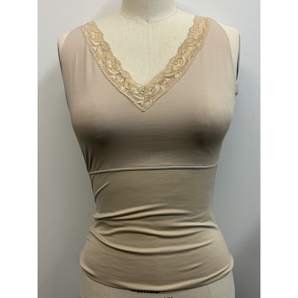 Spanx Hide & Sleek V-Neck Lace Slimming Cami nude/beige size medium
